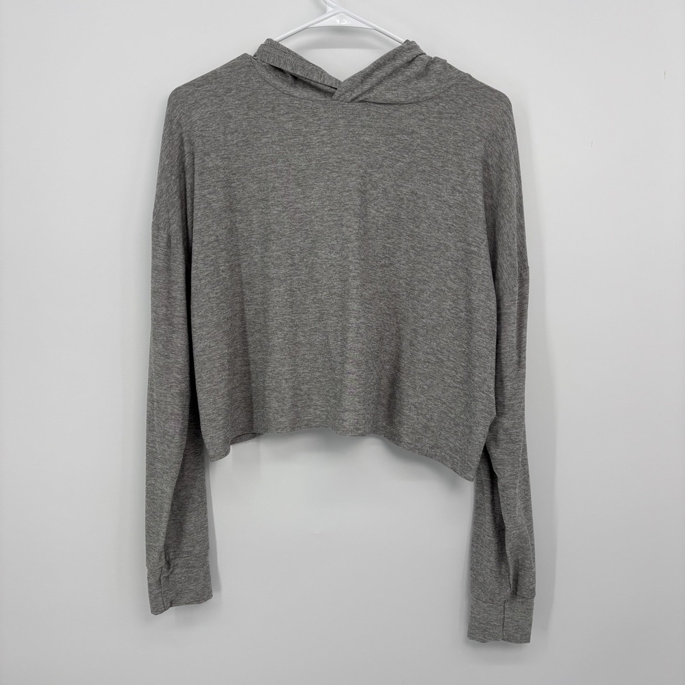 Beyond Yoga Featherweight Don't Look Back Hoodie Gray Cropped Womens Medium